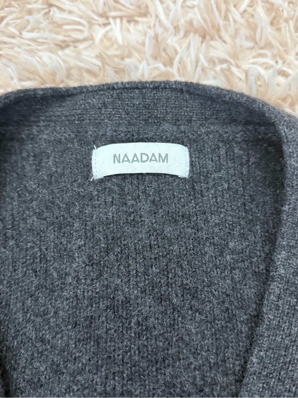 NAADAM Charcoal Button Front V-Neck Cardigan - Picture 3 of 5